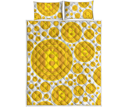 Bitcoin Crypto Pattern Print Quilt Bed Set