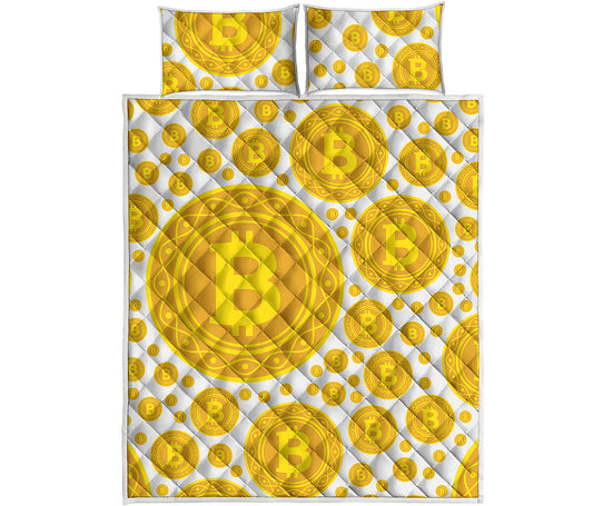 Bitcoin Crypto Pattern Print Quilt Bed Set