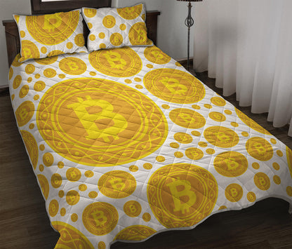 Bitcoin Crypto Pattern Print Quilt Bed Set