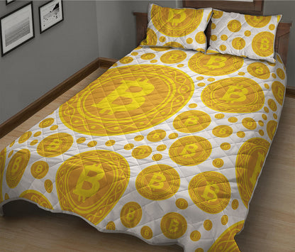 Bitcoin Crypto Pattern Print Quilt Bed Set