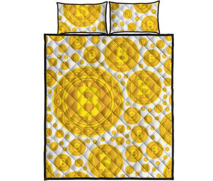Bitcoin Crypto Pattern Print Quilt Bed Set