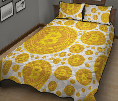 Bitcoin Crypto Pattern Print Quilt Bed Set
