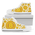 Bitcoin Crypto Pattern Print White High Top Sneakers