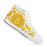 Bitcoin Crypto Pattern Print White High Top Shoes
