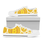 Bitcoin Crypto Pattern Print White Low Top Shoes