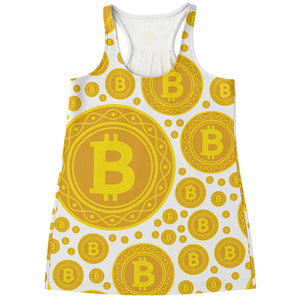 Bitcoin Crypto Pattern Print Women's Racerback Tank Top