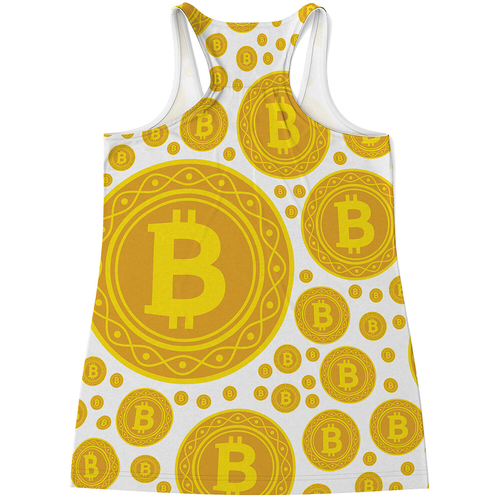 Bitcoin Crypto Pattern Print Women's Racerback Tank Top