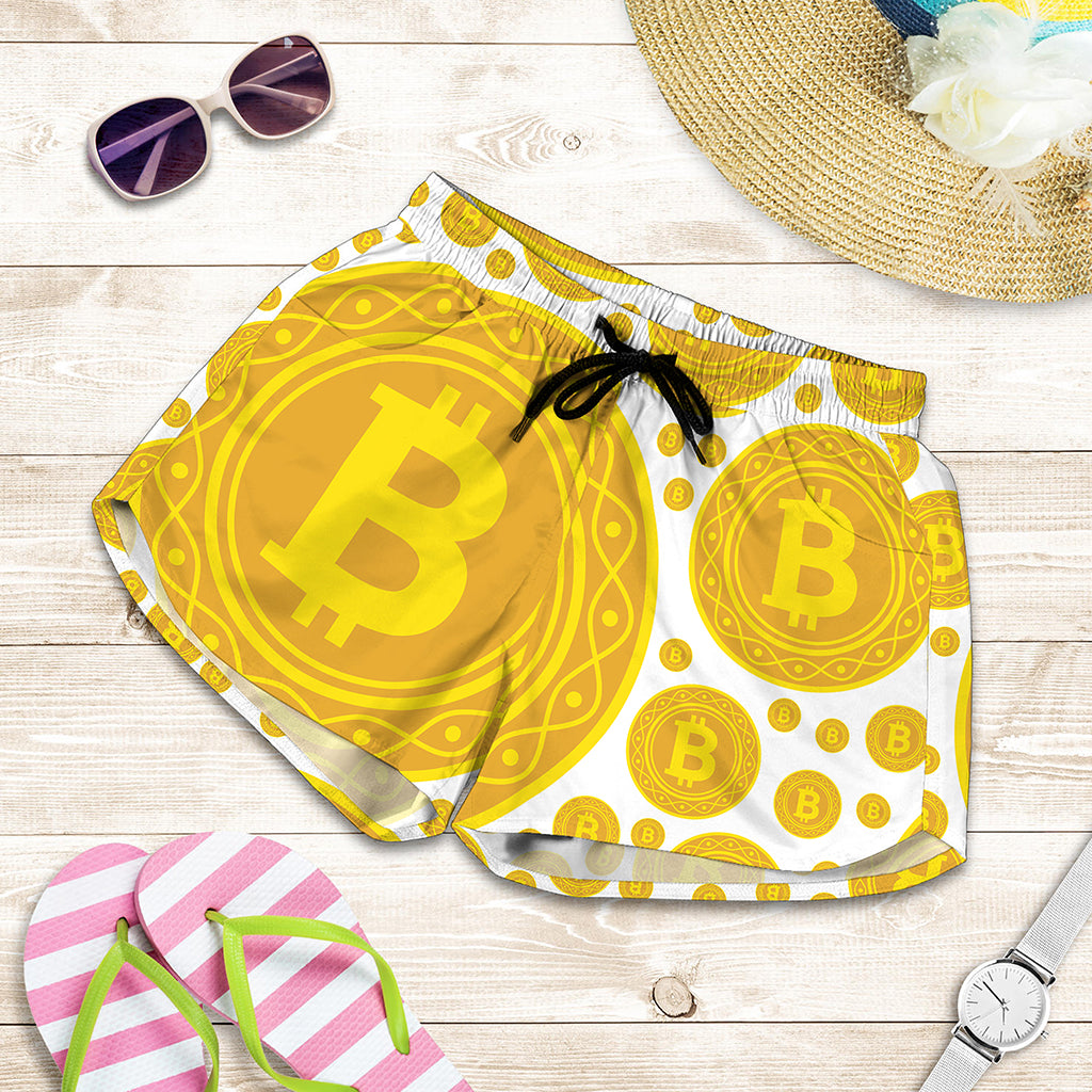 Bitcoin Crypto Pattern Print Women's Shorts