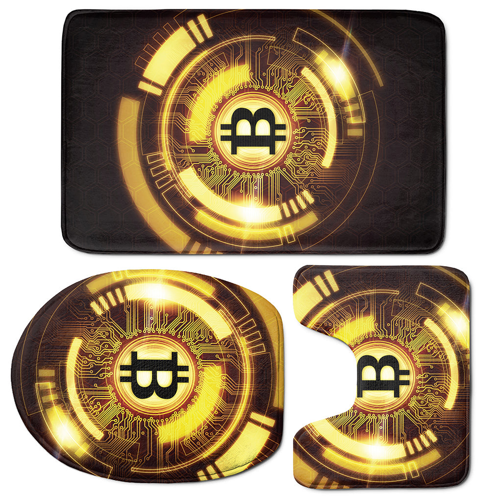 Bitcoin Crypto Symbol Print 3 Piece Bath Mat Set
