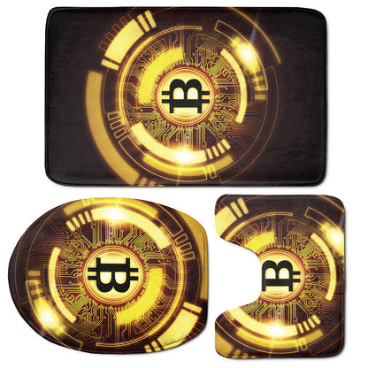 Bitcoin Crypto Symbol Print 3 Piece Bath Mat Set