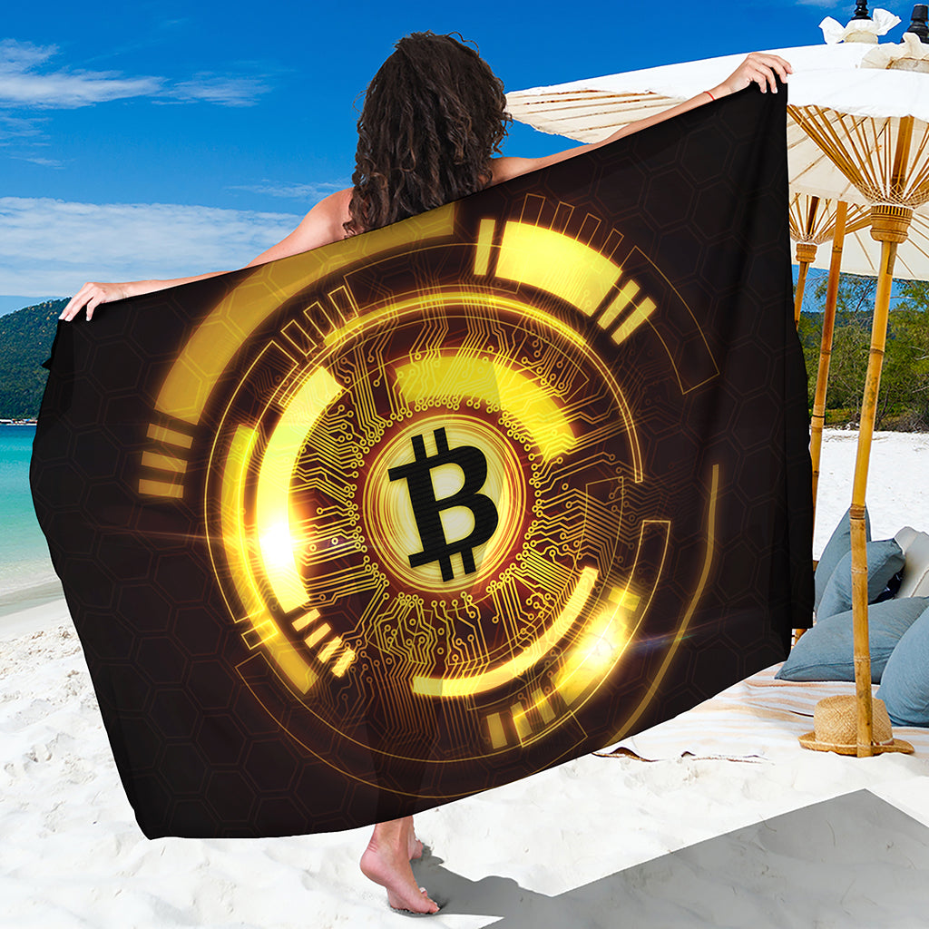 Bitcoin Crypto Symbol Print Beach Sarong Wrap