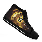 Bitcoin Crypto Symbol Print Black High Top Shoes