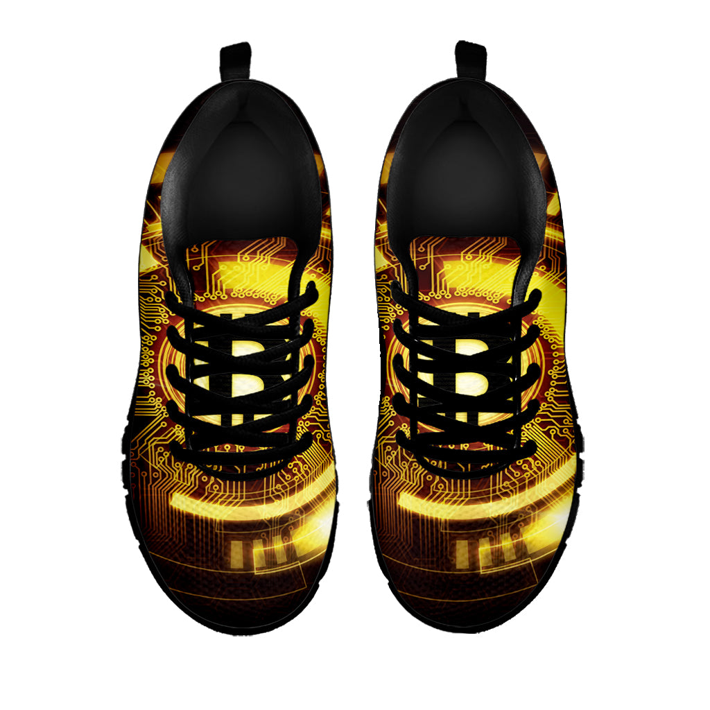 Bitcoin Crypto Symbol Print Black Sneakers