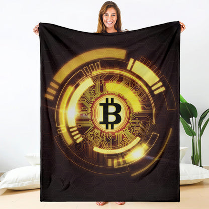 Bitcoin Crypto Symbol Print Blanket
