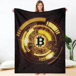 Bitcoin Crypto Symbol Print Blanket