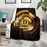 Bitcoin Crypto Symbol Print Blanket