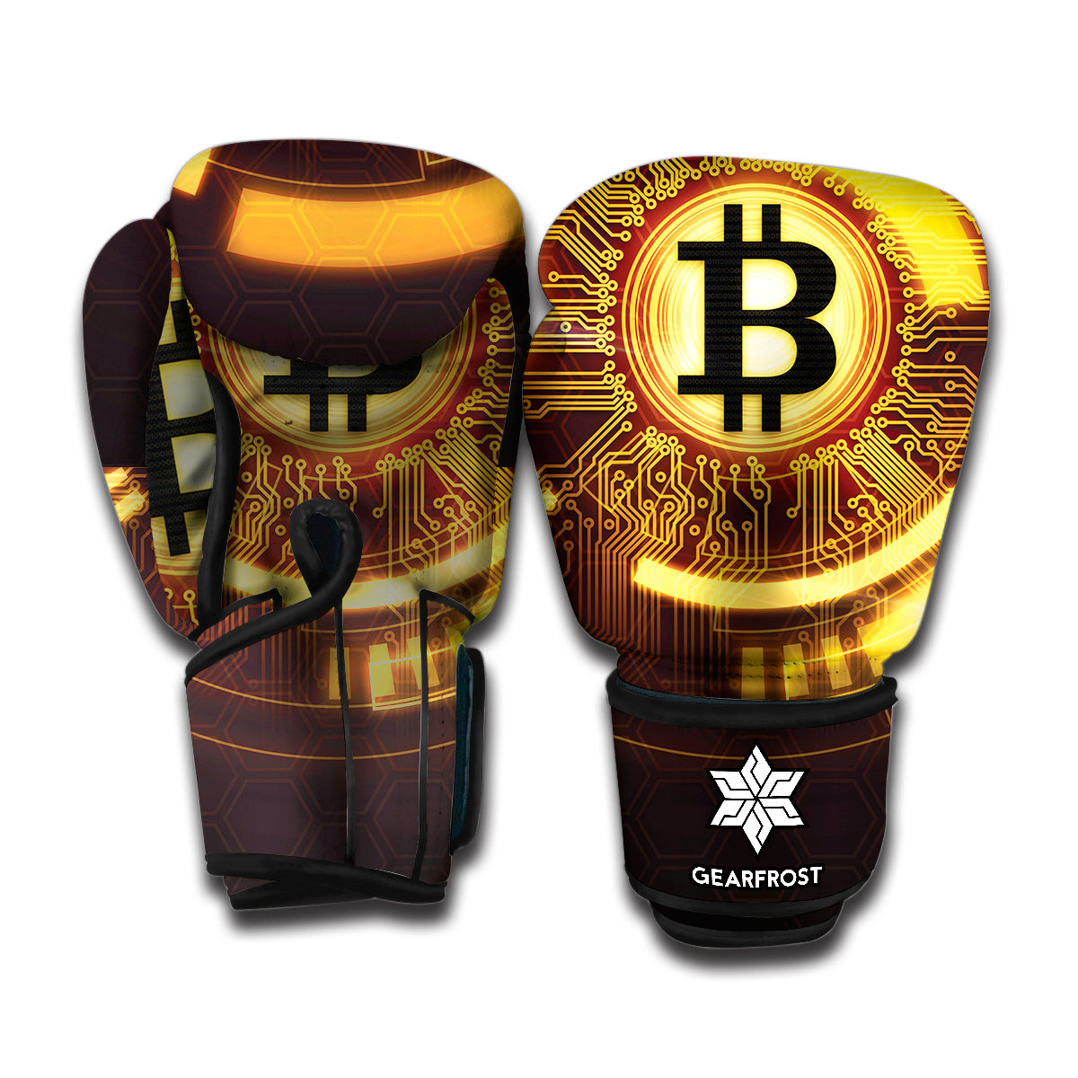 Bitcoin Crypto Symbol Print Boxing Gloves