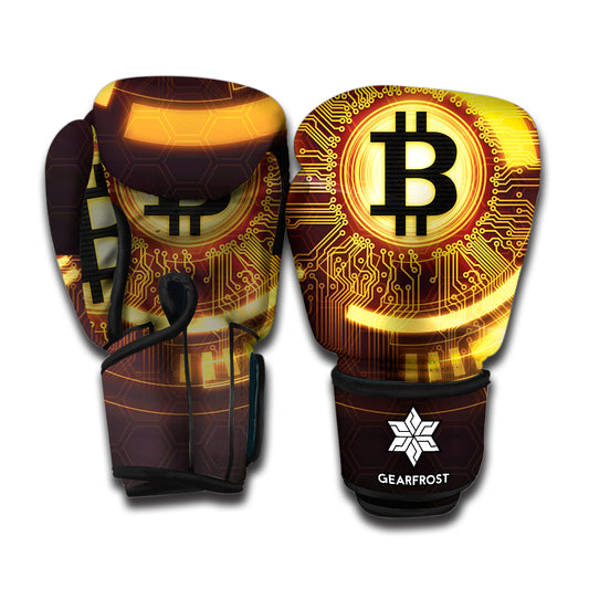 Bitcoin Crypto Symbol Print Boxing Gloves