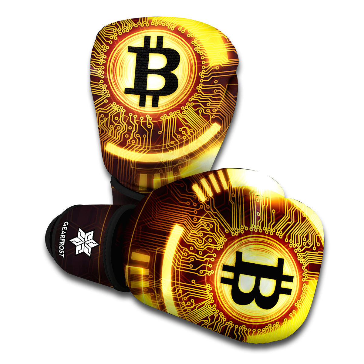Bitcoin Crypto Symbol Print Boxing Gloves