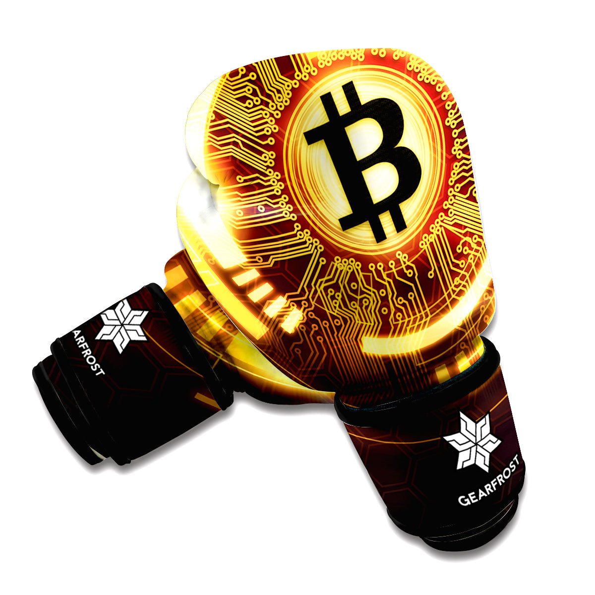 Bitcoin Crypto Symbol Print Boxing Gloves