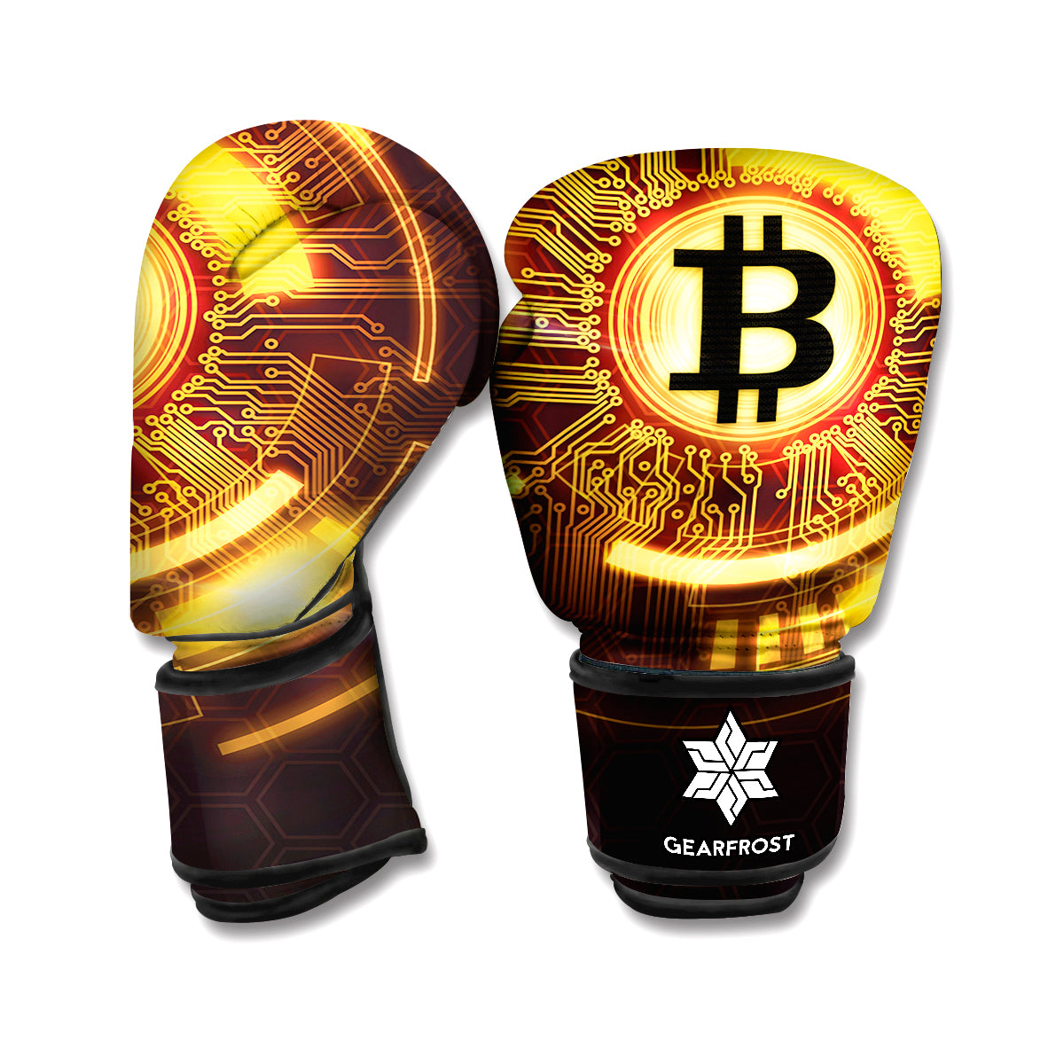 Bitcoin Crypto Symbol Print Boxing Gloves