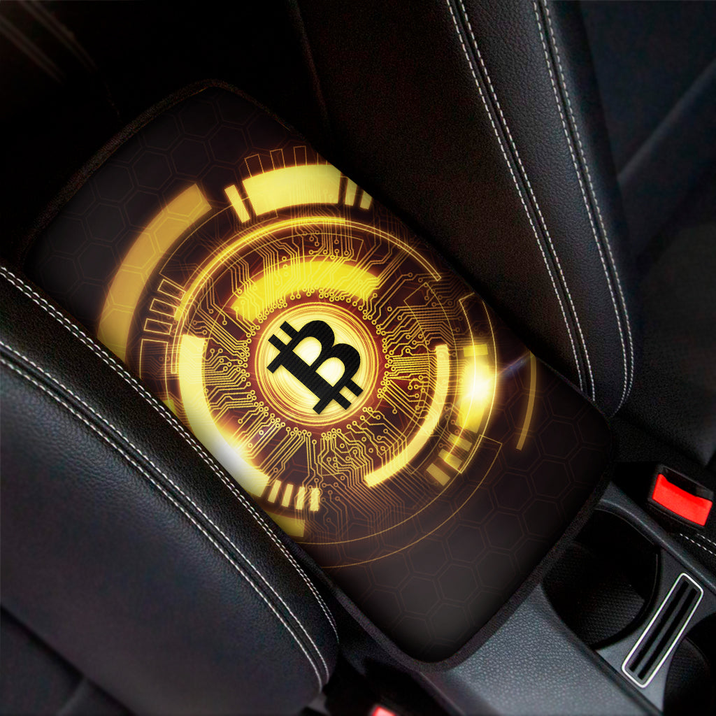 Bitcoin Crypto Symbol Print Car Center Console Cover