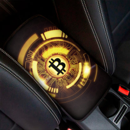 Bitcoin Crypto Symbol Print Car Center Console Cover