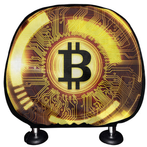 Bitcoin Crypto Symbol Print Car Headrest Covers