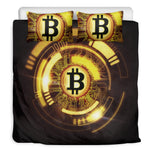 Bitcoin Crypto Symbol Print Duvet Cover Bedding Set