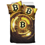 Bitcoin Crypto Symbol Print Duvet Cover Bedding Set