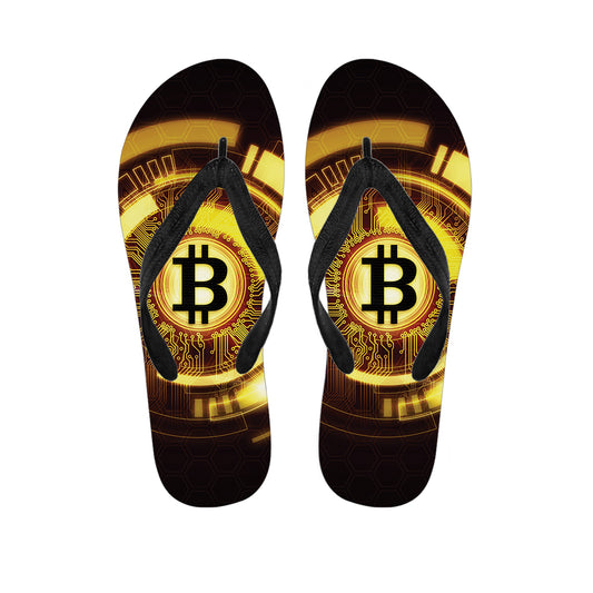 Bitcoin Crypto Symbol Print Flip Flops