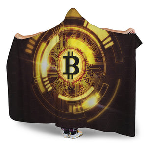 Bitcoin Crypto Symbol Print Hooded Blanket