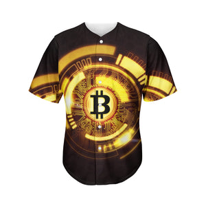 Bitcoin Crypto Symbol Print Men's Baseball Jersey