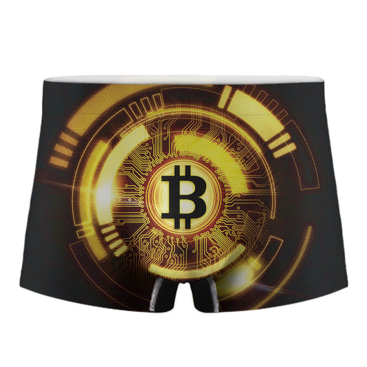 Bitcoin Crypto Symbol Print Men's Boxer Briefs