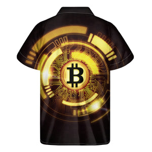 Bitcoin Crypto Symbol Print Men's Short Sleeve Shirt