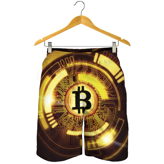 Bitcoin Crypto Symbol Print Men's Shorts