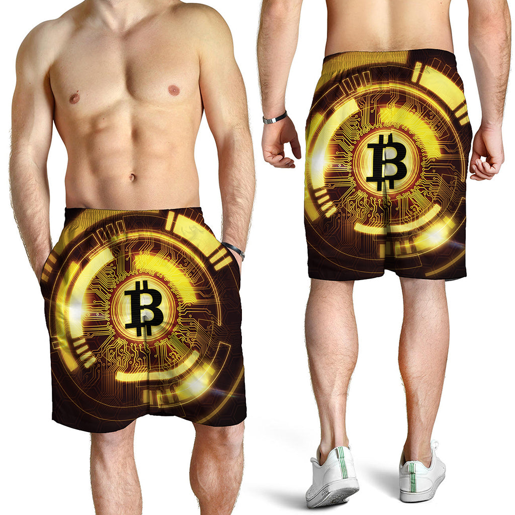 Bitcoin Crypto Symbol Print Men's Shorts