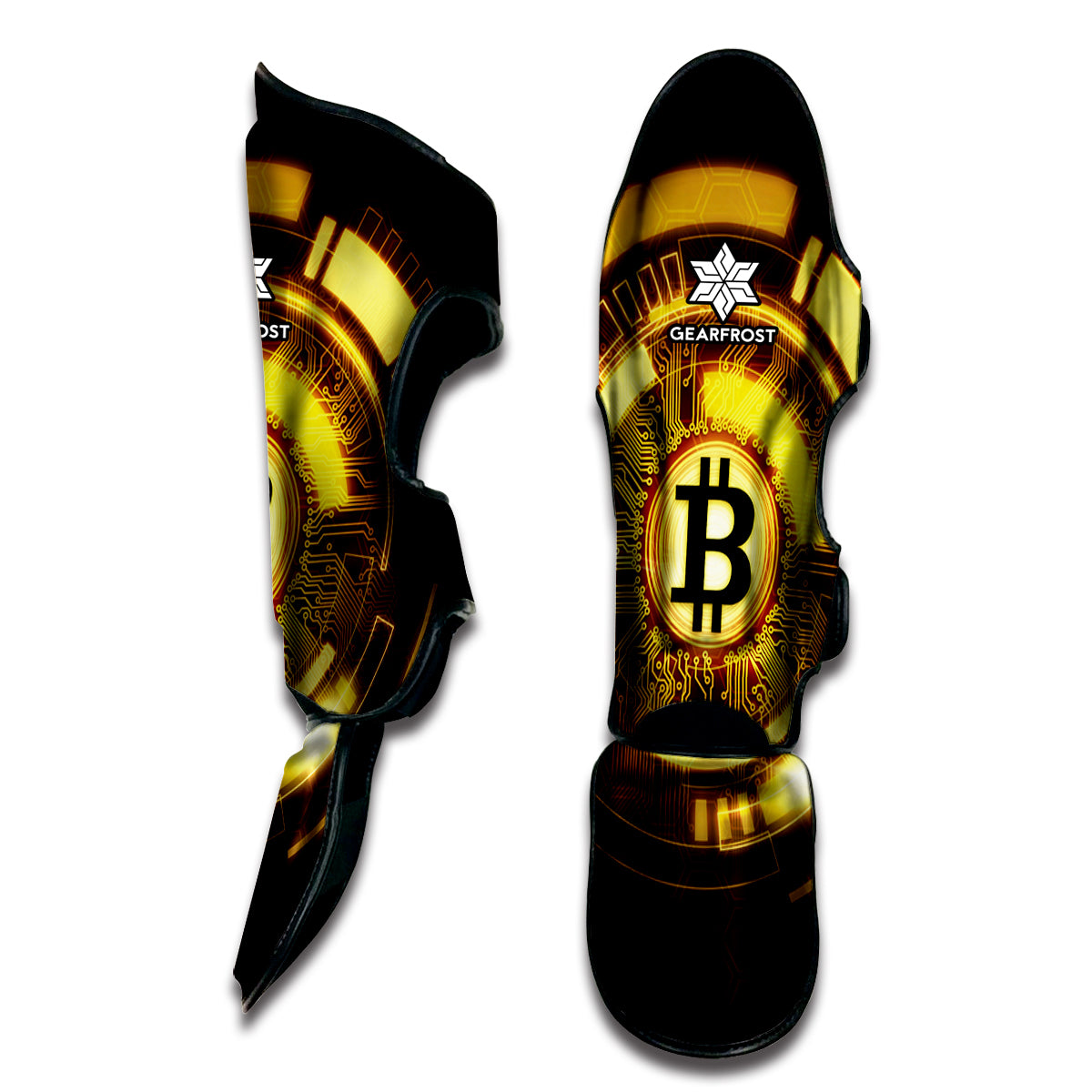 Bitcoin Crypto Symbol Print Muay Thai Shin Guard