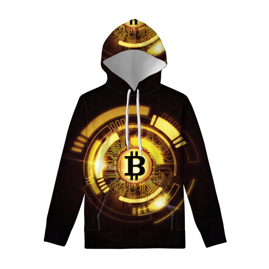 Bitcoin Crypto Symbol Print Pullover Hoodie