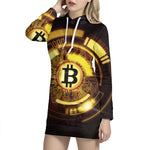 Bitcoin Crypto Symbol Print Pullover Hoodie Dress
