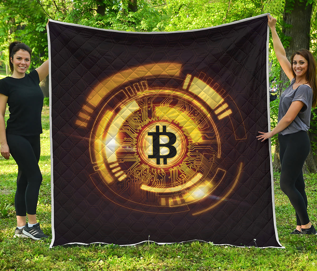 Bitcoin Crypto Symbol Print Quilt