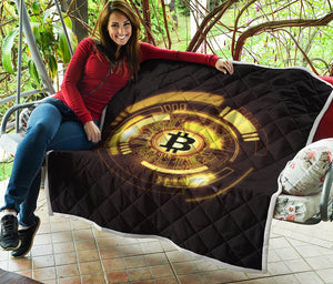 Bitcoin Crypto Symbol Print Quilt