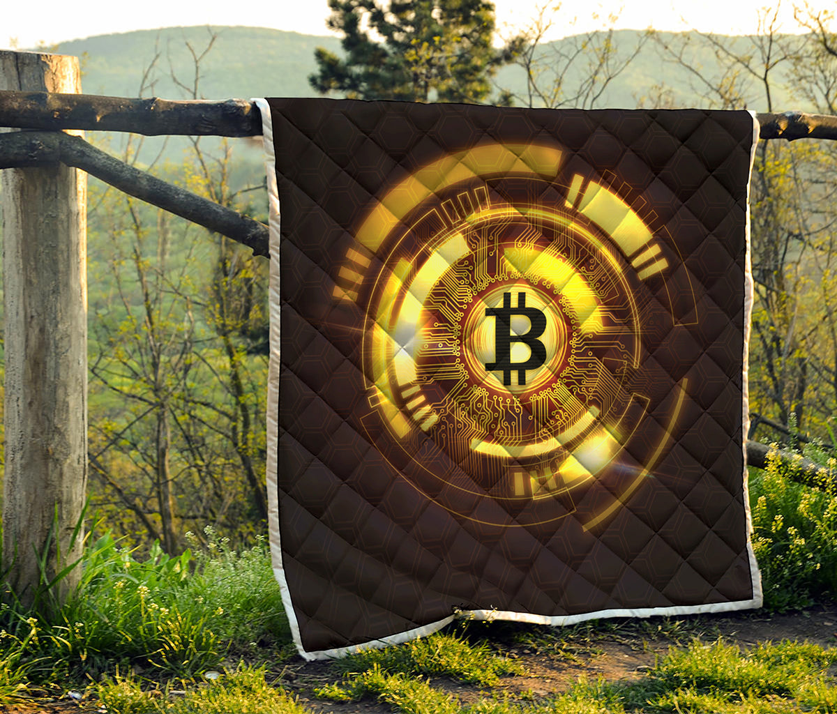 Bitcoin Crypto Symbol Print Quilt