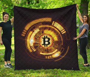 Bitcoin Crypto Symbol Print Quilt