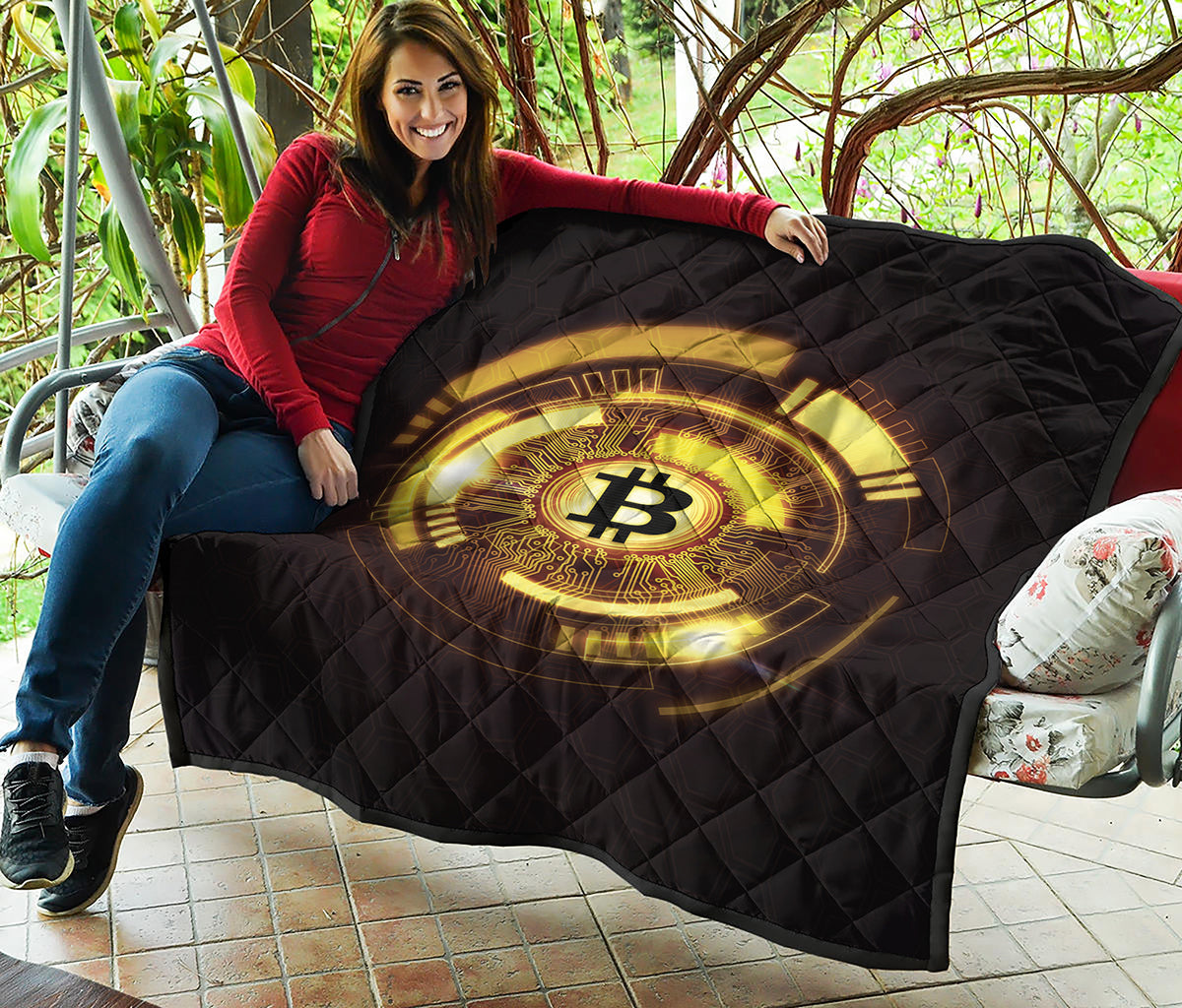 Bitcoin Crypto Symbol Print Quilt