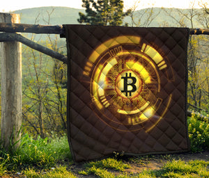 Bitcoin Crypto Symbol Print Quilt