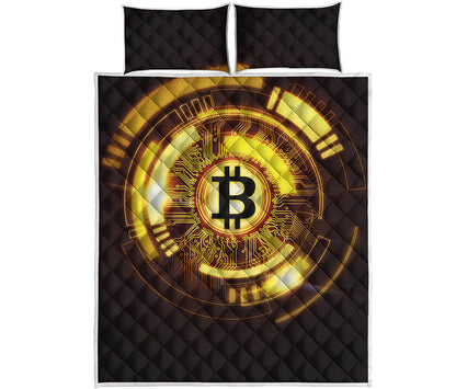 Bitcoin Crypto Symbol Print Quilt Bed Set