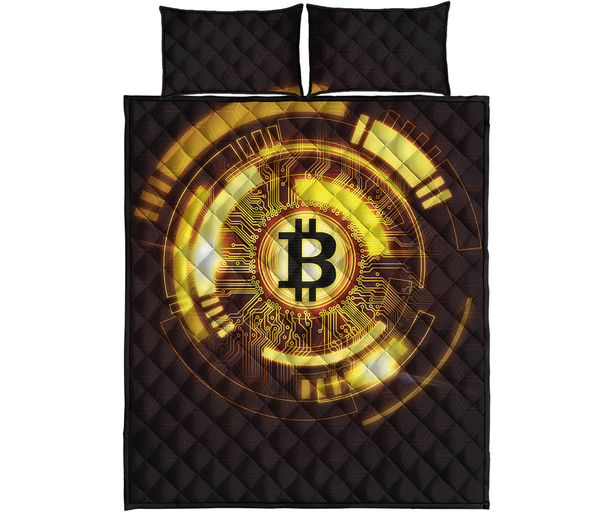 Bitcoin Crypto Symbol Print Quilt Bed Set
