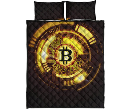 Bitcoin Crypto Symbol Print Quilt Bed Set
