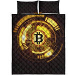 Bitcoin Crypto Symbol Print Quilt Bed Set
